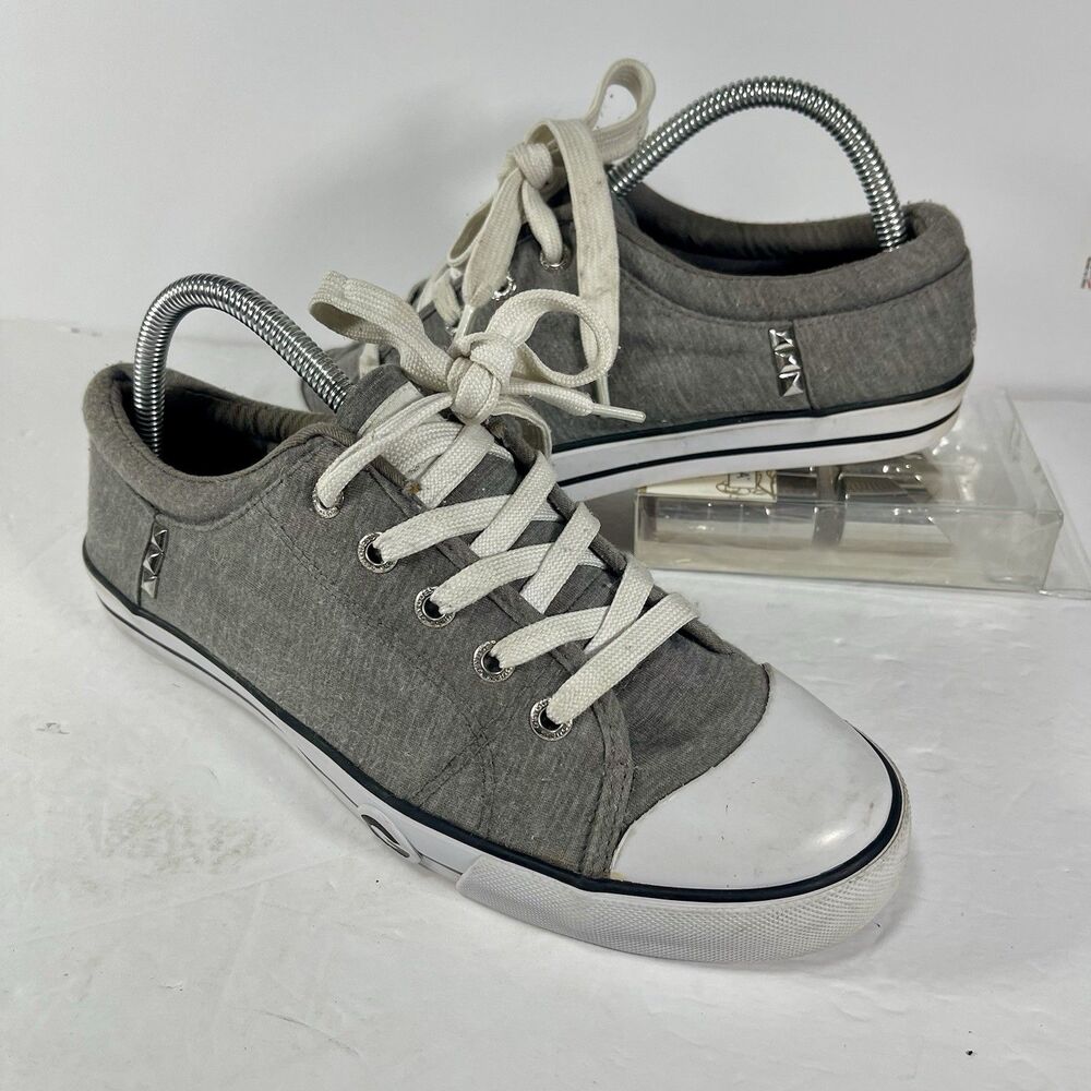 G by GUESS GGOONA Women's Gray Canvas Sneakers Studded Shoes Size 6
